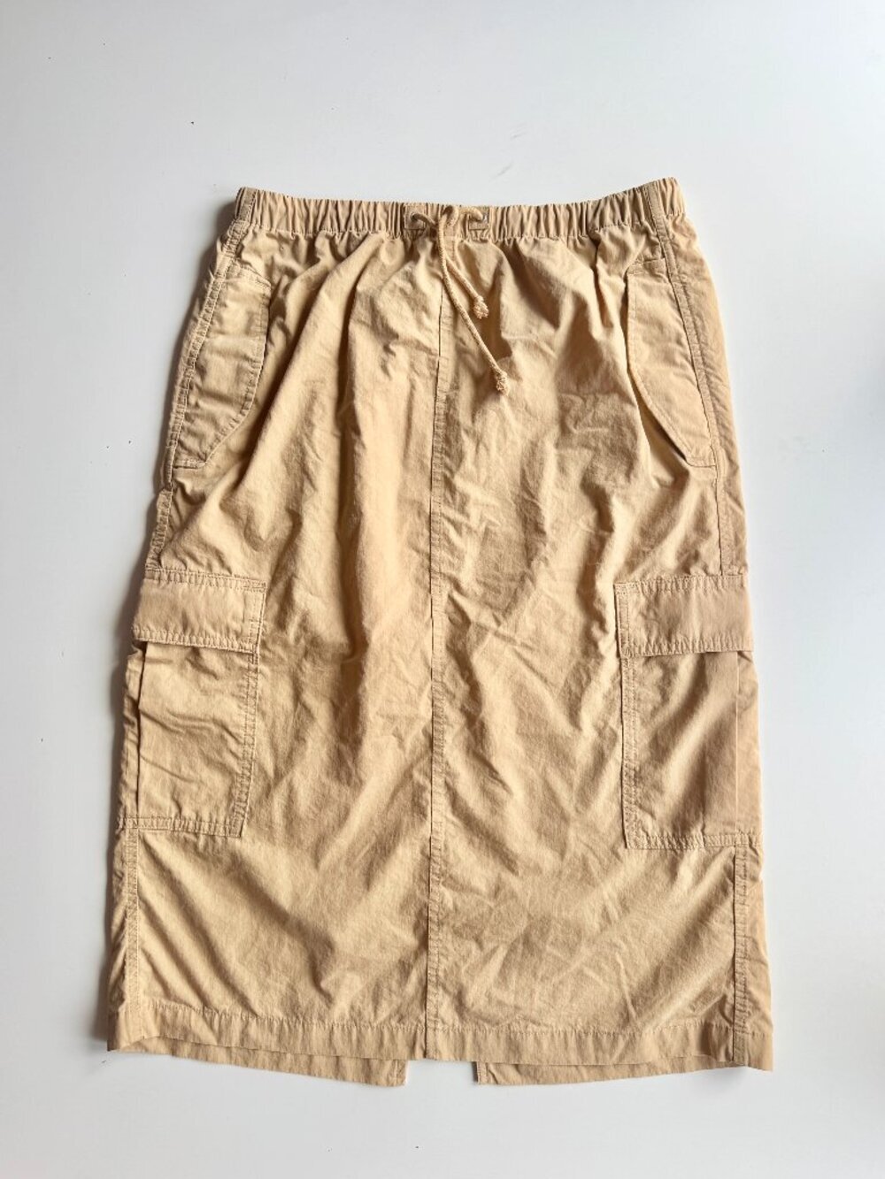 Aritzia TNA Squad Tan Cotton Blend Parachute Poplin Cargo Midi Skirt, Size M